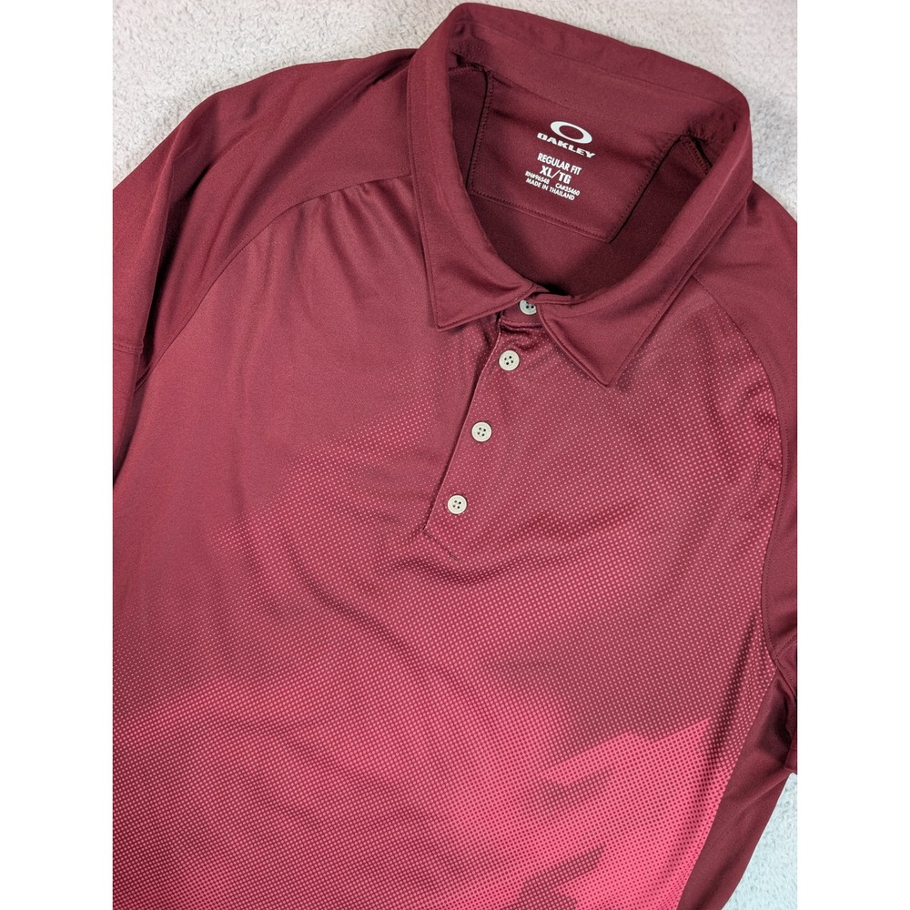 Oakley O Hydrolix Golf Polo Shirt Mens XL Burgundy Pro-Am Logo Regular Fit